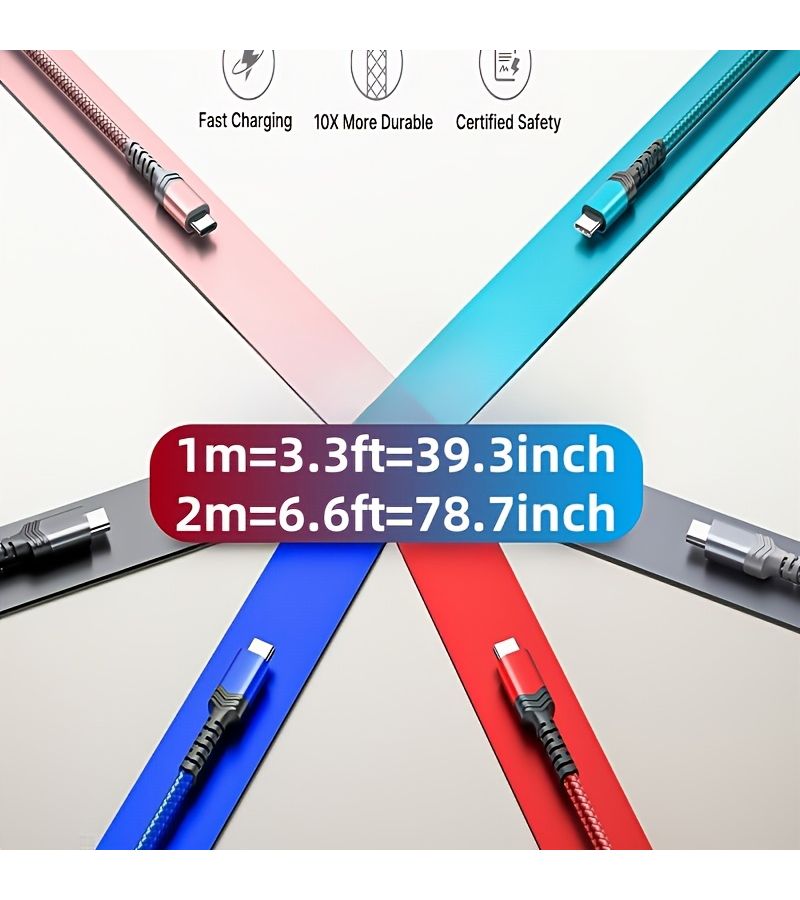 Purple USB Type C Cable 3.3FT Fast Charging Data Sync for iPhone MacBook iPad Samsung Xiaomi - Image 4