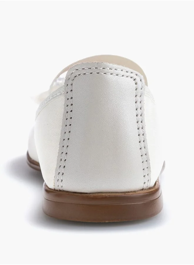 بابلوسكي Girls' Floral Accent Slip-On Ballerina Shoes with Elastic Strap