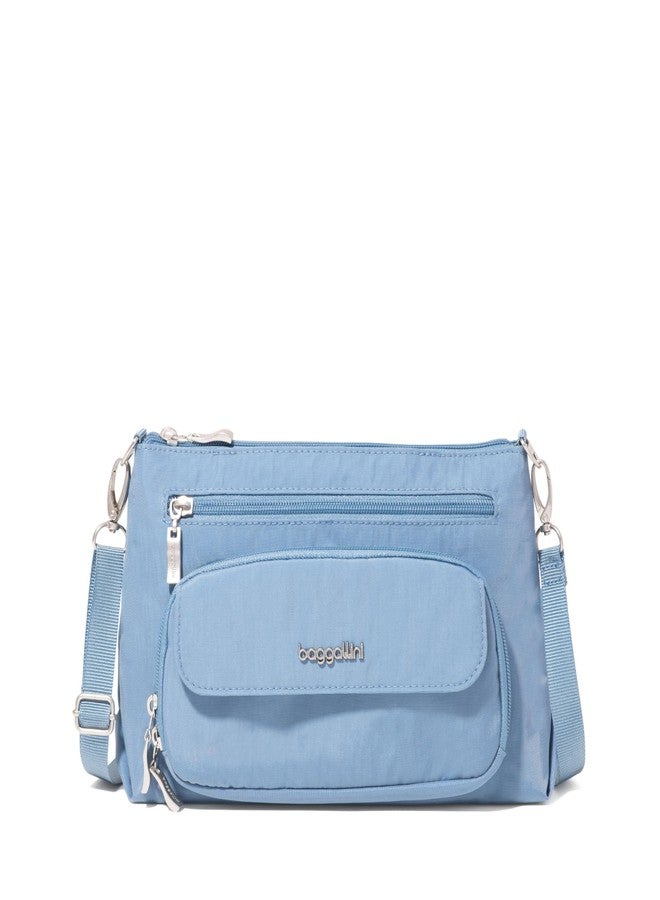 Baggallini Original Everyday 11x 7.5 Crossbody Bags for Women RFID Protected Lightweight Nylon Zippered Travel Purse, Cornflower, One size - Image 1