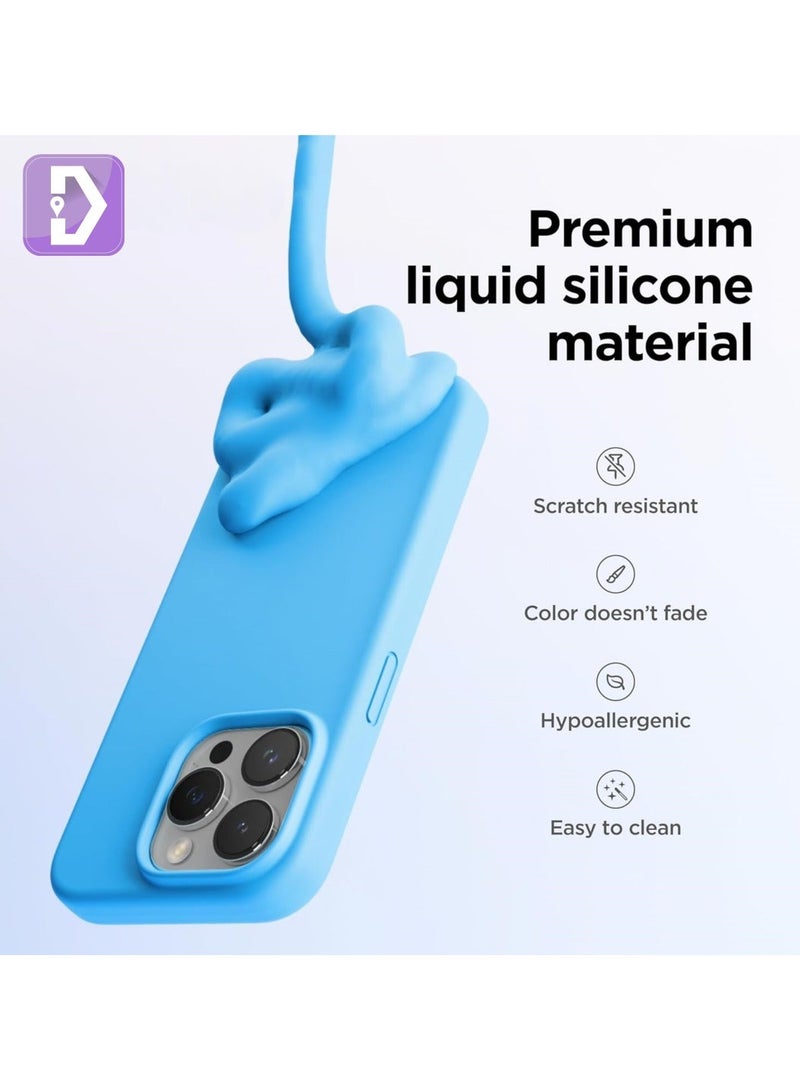 Delivus جراب سيليكون لهاتف آيفون - لمسة ناعمة للغاية مع حماية من السقوط بمعيار عسكري - بطانة ميكروفايبر مضادة للخدوش - جراب واقي ضد الصدمات نحيف ورقيق (آيفون 15 برو ماكس، أزرق) - Image 3