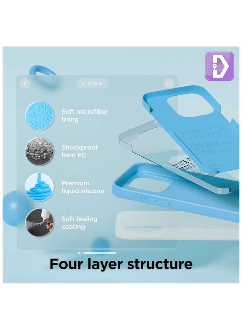 Delivus جراب سيليكون لهاتف آيفون - لمسة ناعمة للغاية مع حماية من السقوط بمعيار عسكري - بطانة ميكروفايبر مضادة للخدوش - جراب واقي ضد الصدمات نحيف ورقيق (آيفون 15 برو ماكس، أزرق) - Image 4