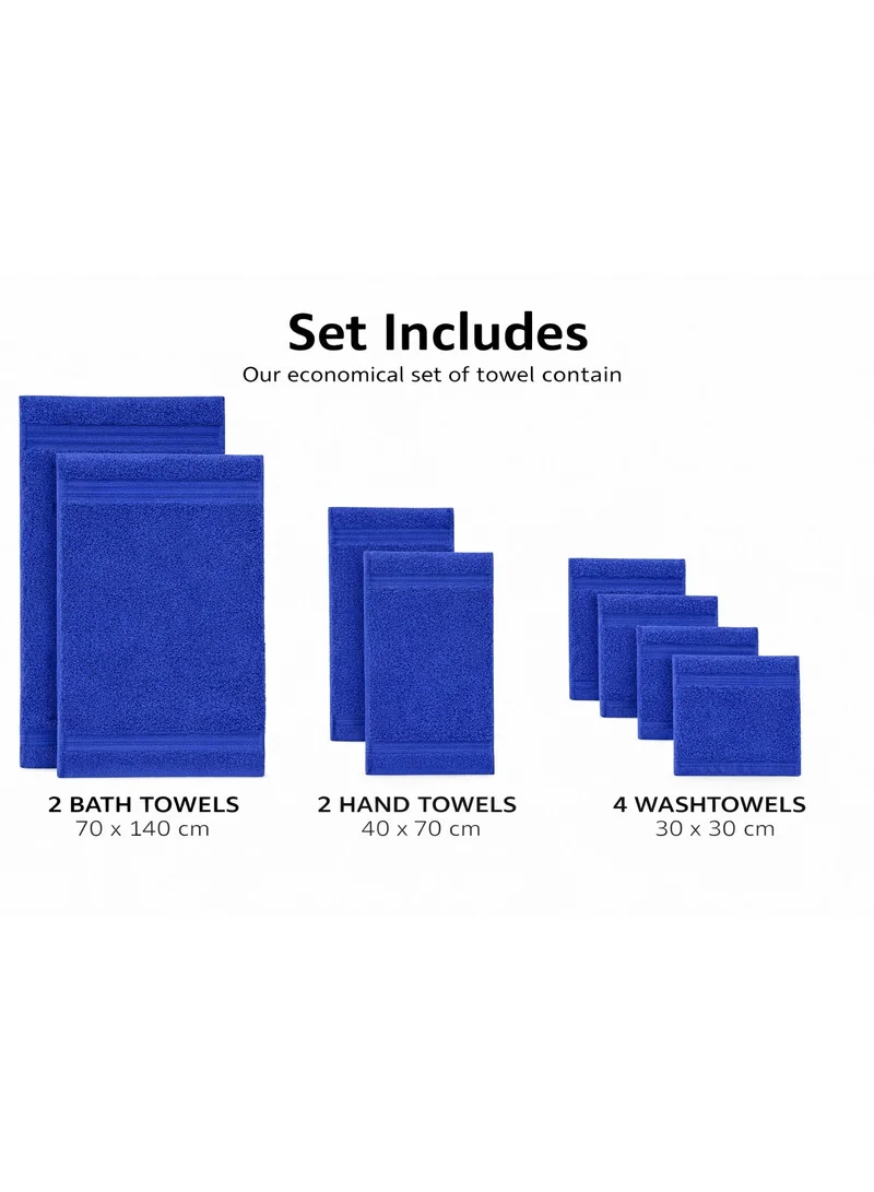 بليس كاسا Bliss Casa - 8 Pieces Towel Set - 2 Bath Towels, 2 Hand Towels, and 4 Washcloths, 600 GSM Ring Spun Cotton Highly Absorbent Towels for Bathroom, Shower Towel