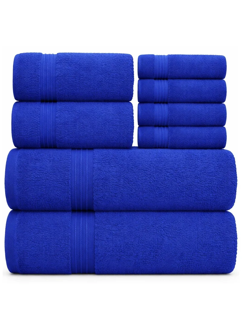 بليس كاسا Bliss Casa - 8 Pieces Towel Set - 2 Bath Towels, 2 Hand Towels, and 4 Washcloths, 600 GSM Ring Spun Cotton Highly Absorbent Towels for Bathroom, Shower Towel