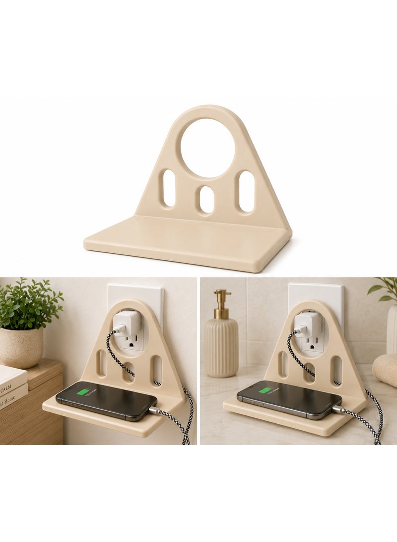 Wall Outlet Phone Charging Shelf Holder, Wall Mounted Stand for Smartphones & Cables - Image 2