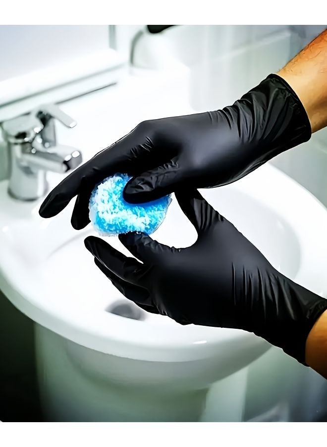 Black Nitrile Gloves Disposable 20 Pcs Size M For Home Cleaning Hair Dyeing - Image 5