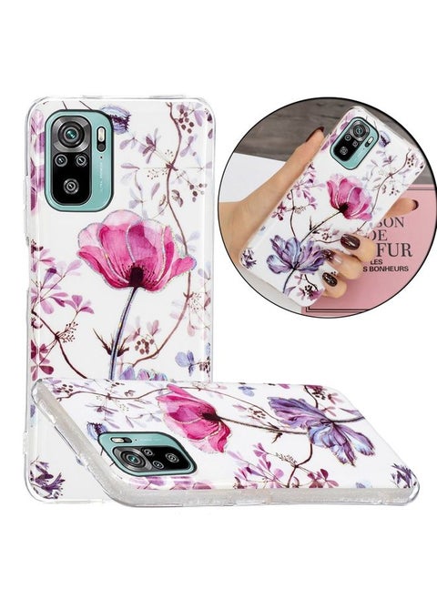 Case Cover For Xiaomi Redmi Note 10 4G Electroplating TPU Protective Case Lotus
