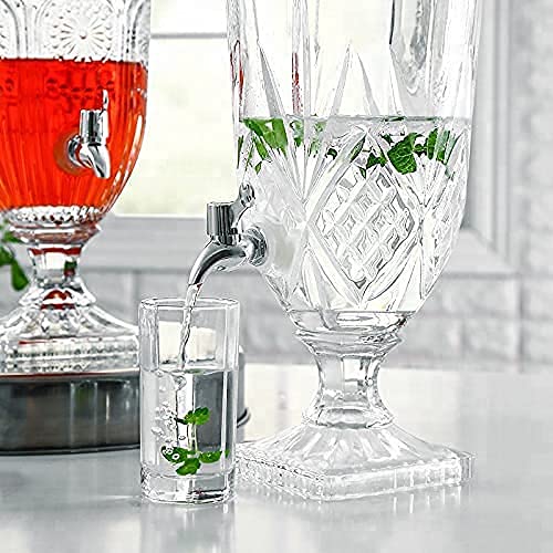 ARUZEN Glass Cold Water Mason Jar Beer Dispenser Clear Beverage Drink Dispenser Glass Pitcher with tapSpigot and Steel lid 2 Liter - Image 5