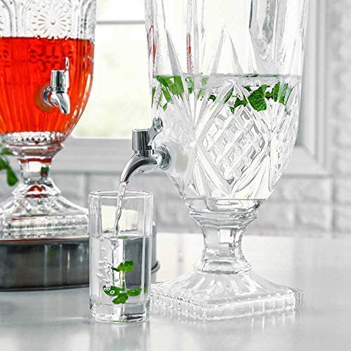 ARUZEN Glass Cold Water Mason Jar Beer Dispenser Clear Beverage Drink Dispenser Glass Pitcher with tapSpigot and Steel lid 2 Liter - Image 2