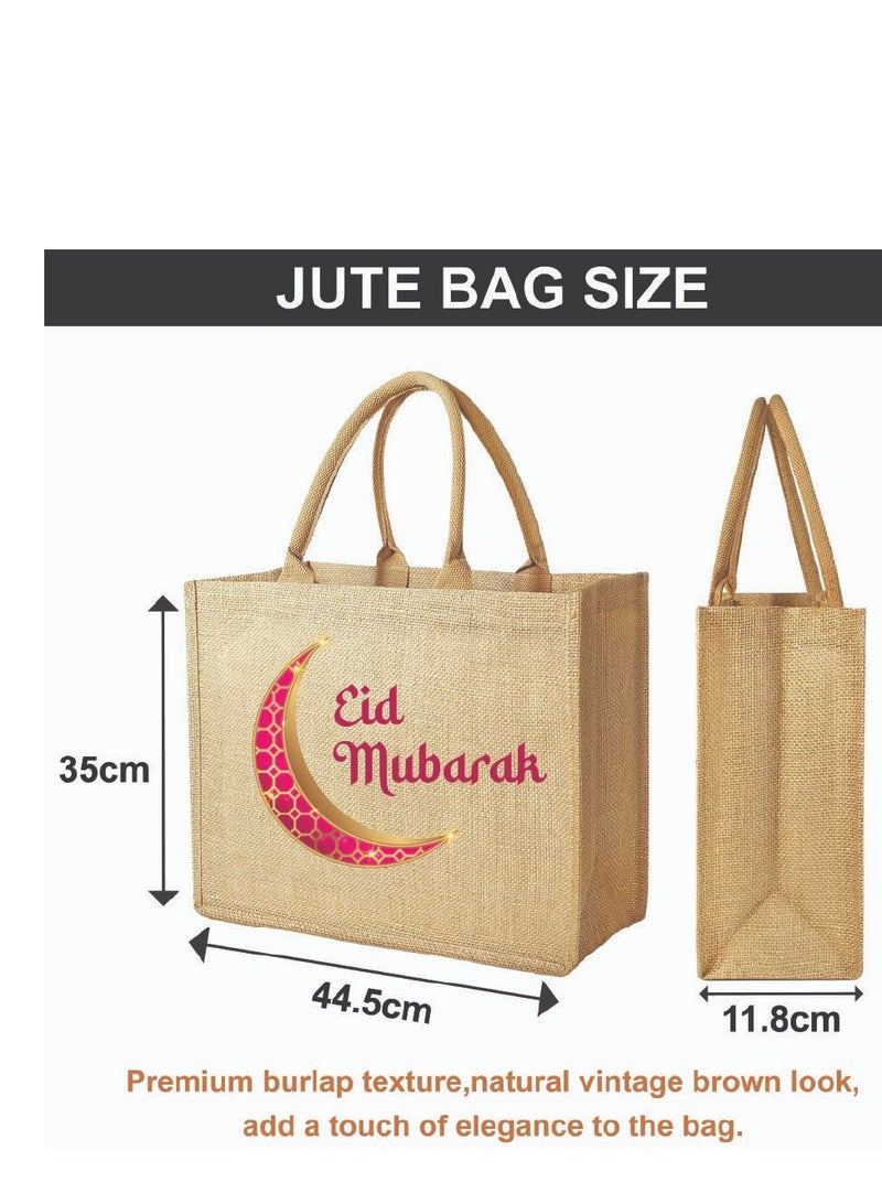 PRINTSHOP4ME Eid Mubarak Jute Tote Bags - Eco-Friendly Jute Grocery and Shopping Bags - Perfect for Shopping and Groceries Tote Bags - Gift for Eid - Eid Jute Bags  - Image 2