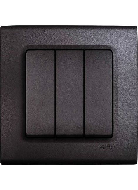 Viko - Linnera Life Series Night Black Triple Key with Frame - Image 1