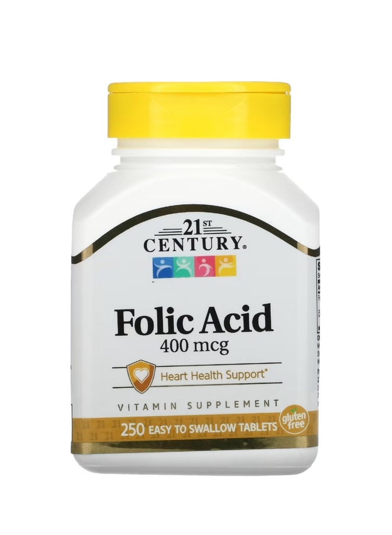 21st Century Folic Acid 400 mcg 250 Easy to Swallow Tablets - Image 1