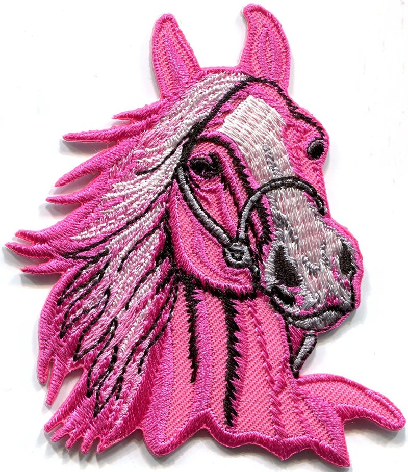 TKPatch Horse colt Bronco Filly Mustang Pony Stallion Steed Pink Applique Ironon Patch S393 