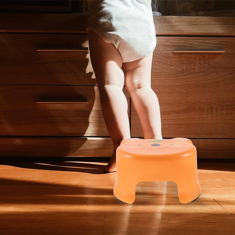 SMASOLO 2Pcs Anti-Skid Plastic Step Stool for, Thickened Cartoon Bathroom Small Stools in Orange and White, Non-Slip ’ Footstools for Bathroom and Home Use - Image 3