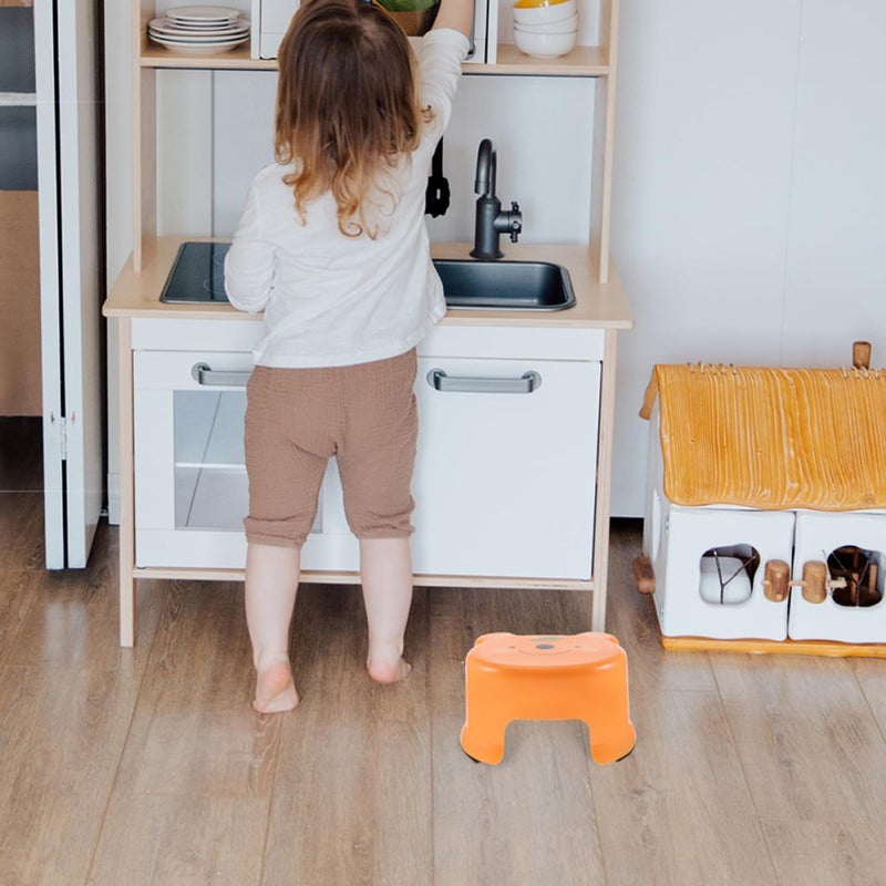 SMASOLO 2Pcs Anti-Skid Plastic Step Stool for, Thickened Cartoon Bathroom Small Stools in Orange and White, Non-Slip ’ Footstools for Bathroom and Home Use - Image 5