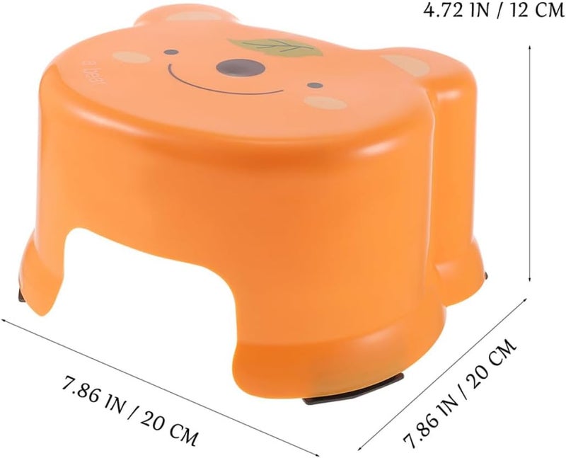 SMASOLO 2Pcs Anti-Skid Plastic Step Stool for, Thickened Cartoon Bathroom Small Stools in Orange and White, Non-Slip ’ Footstools for Bathroom and Home Use - Image 2