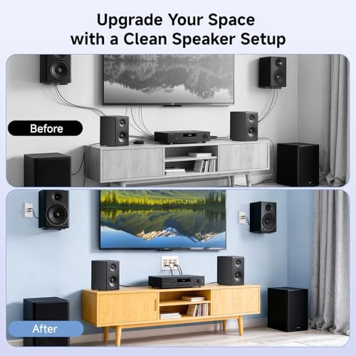 Cable Matters لوحة حائط مكبرات الصوت 7.1 من كابل ماترز مع HDMI، لوحة حائط مسرح منزلي، لوحة وجهة موصلات بنانا، بيضاء - Image 4