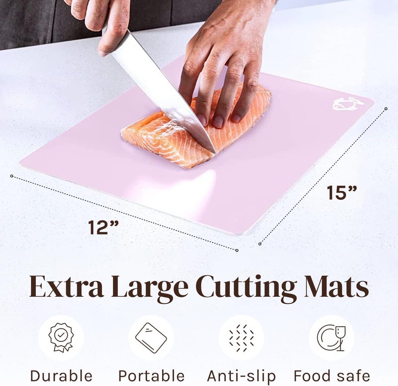 Cooler Kitchen Extra Thick Pastel Flexible Plastic Cutting Board Mats with Food Icons & EZ-Grip Waffle Back, (Set of 6) Dishwasher Safe. Cutting Boards for Kitchen, Cutting Mat, Plastic Cutting Boards - Image 5