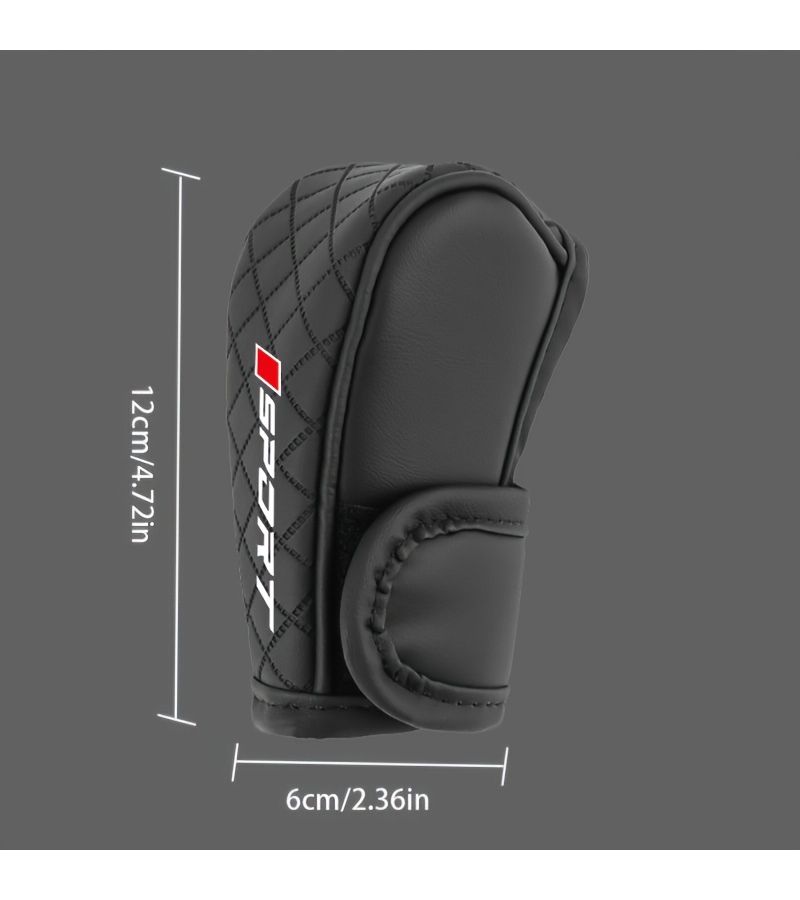 1pc Black Red Embossed Gear Shift Knob Cover Sweat Absorbent Breathable Car Pu Leather Protector For Non Premium Cars - Image 2