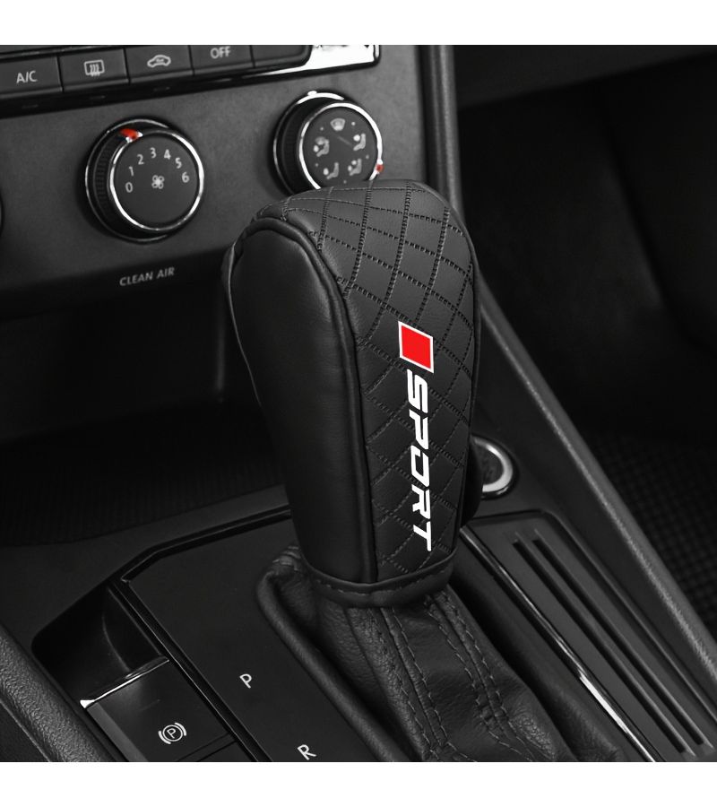1pc Black Red Embossed Gear Shift Knob Cover Sweat Absorbent Breathable Car Pu Leather Protector For Non Premium Cars - Image 4