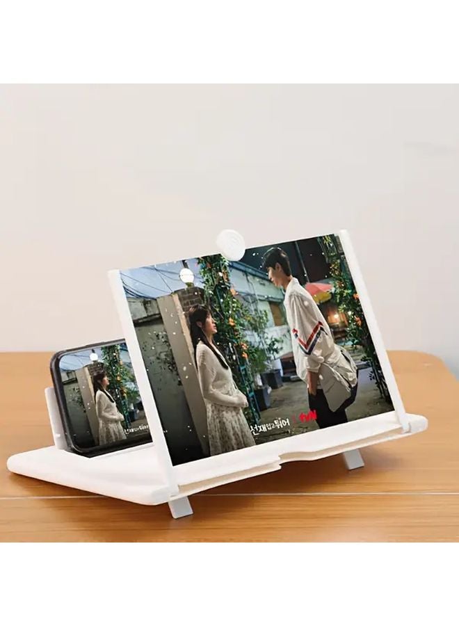 White Phone Screen Magnifier Stand Foldable Portable Hands Free Tablet Converter - Image 1