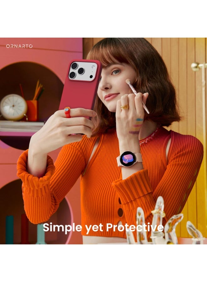 جراب متوافق مع iPhone 17 Pro مقاس 6.3 بوصة، جراب نحيف من السيليكون السائل بأربع طبقات مغطى بالكامل بجل ناعم مطاطي مقاوم للصدمات، جراب هاتف واقٍ لهاتف iPhone 17 Pro - أحمر - Image 4