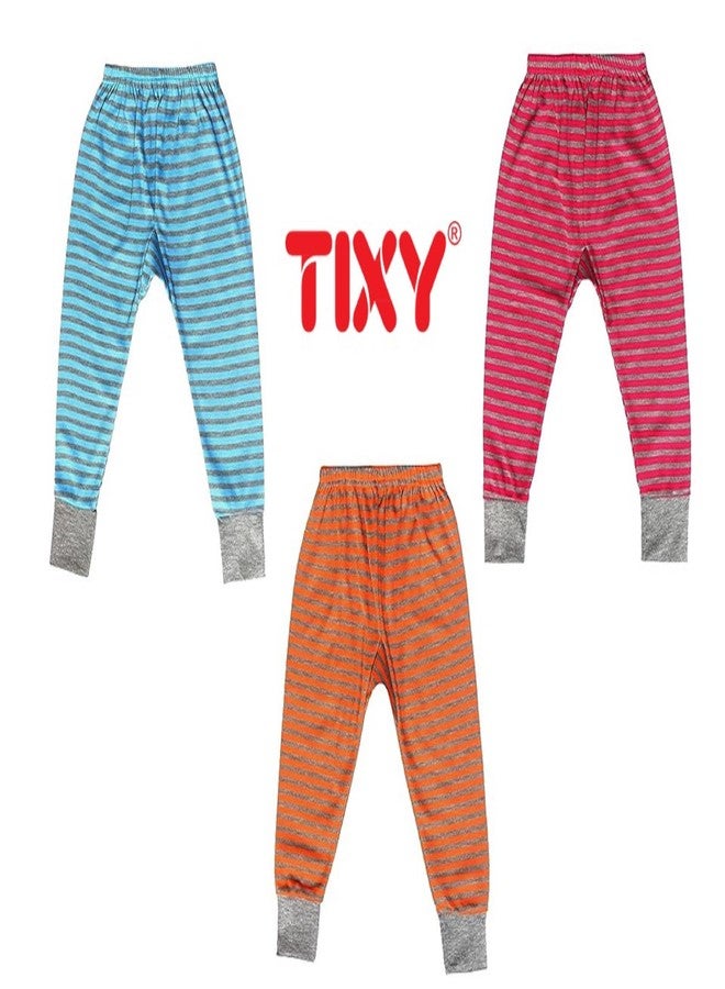 TIXY Baby Boy and Baby Girl Infant & Kids Warm and Cozy Woollen Bottom Pajamas/Pajami for Winter - Available in Thermal, Milanche, and Striped Designs. (Pack of 6) Multicolour - Image 3