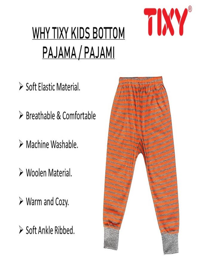 TIXY Baby Boy and Baby Girl Infant & Kids Warm and Cozy Woollen Bottom Pajamas/Pajami for Winter - Available in Thermal, Milanche, and Striped Designs. (Pack of 6) Multicolour - Image 4