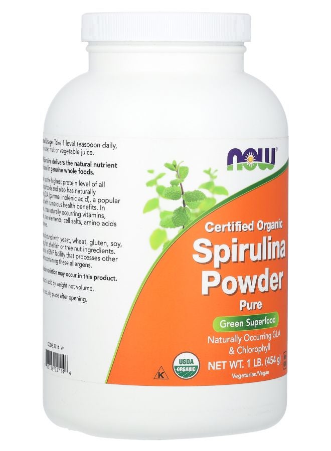 now مسحوق سبيرولينا العضوي المعتمد 1 رطل (454 جرام) - Image 2