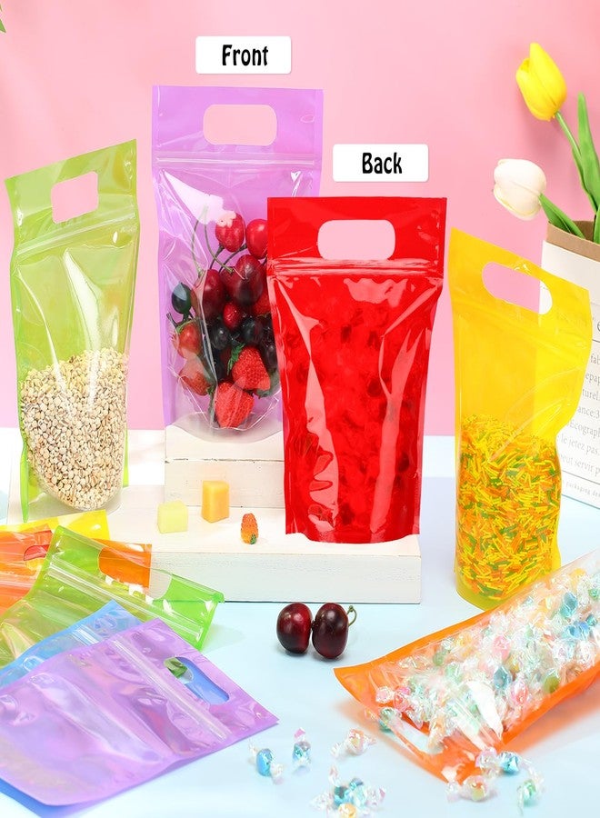 Sinload 30 Pcs Plastic Gift Bag Bulk 5.5 x 8.7 Inch Resealable Party Goodie Bag with Clear Window Color Favor Pouch with Handle for Home Birthday Wedding Party Candy Gift Wrap Supply(Clear) - Image 5