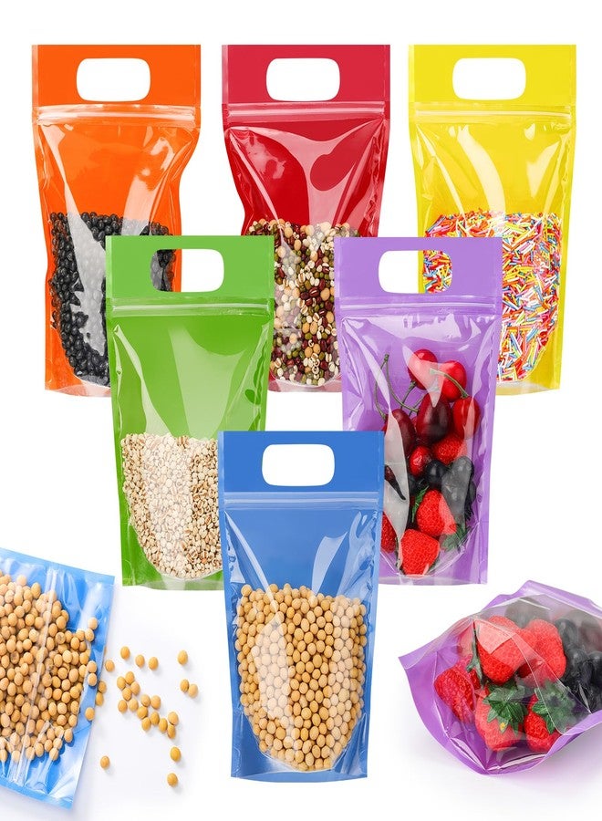 Sinload 30 Pcs Plastic Gift Bag Bulk 5.5 x 8.7 Inch Resealable Party Goodie Bag with Clear Window Color Favor Pouch with Handle for Home Birthday Wedding Party Candy Gift Wrap Supply(Clear) - Image 1