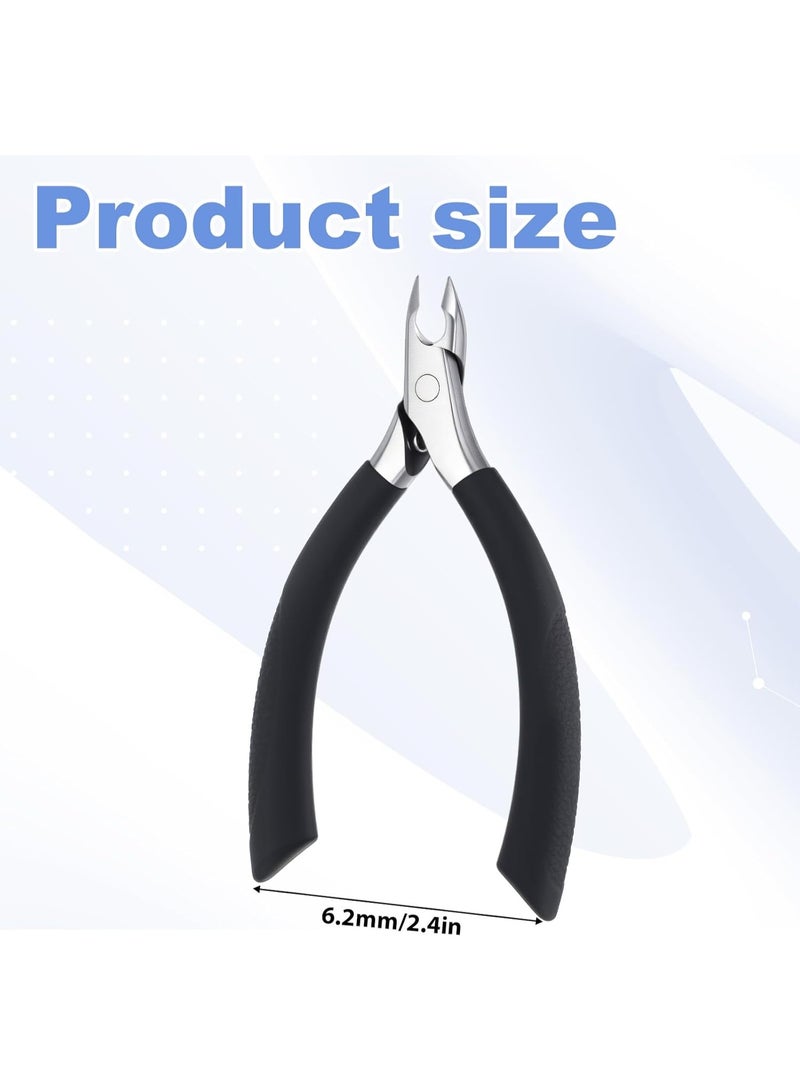 مقص تقليم بشرة الأظافر، مقص احترافي لبشرة الأظافر، مقبض مطاطي لأدوات العناية بالأظافر، مقص بشرة من الفولاذ المقاوم للصدأ للأظافر (5 مم)، أسود - Image 2
