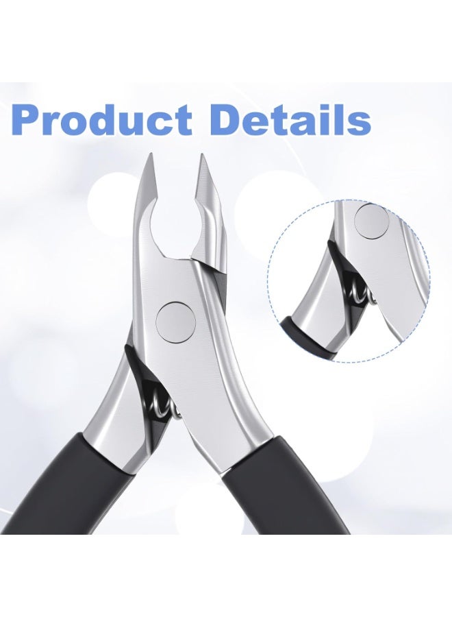 مقص تقليم بشرة الأظافر، مقص احترافي لبشرة الأظافر، مقبض مطاطي لأدوات العناية بالأظافر، مقص بشرة من الفولاذ المقاوم للصدأ للأظافر (5 مم)، أسود - Image 3