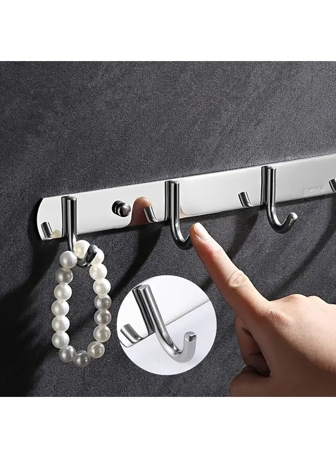 Bright Light 5 Hooks And 2 Strips Stainless Steel Wall Mounted Behind Door Storage Rack - Image 5