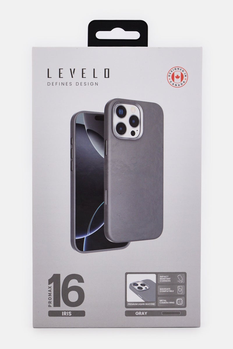 LEVELO iPhone 16 Pro Max Iris Magsafe Liquid Silicone Case, Grey - Image 2