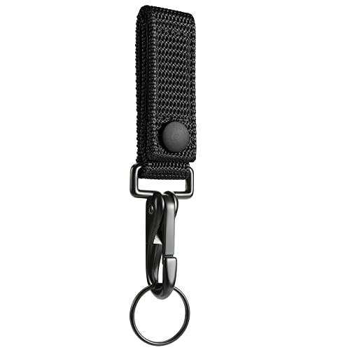 SOWHUP Heavy Duty Belt Keeper Clip Key Holder with Metal Snap and Nylon Molle Strap (Black - 1 Pack) - Image 1