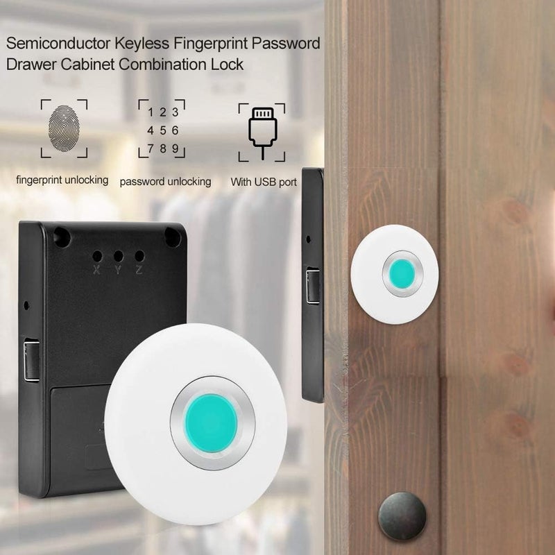 klarako Smart Keyless Fingerprint Lock, Electric Anti Theft Combination Lock Security Semiconductor Biometric Fingerprint Door Lock for Drawer Cabinet - Image 2