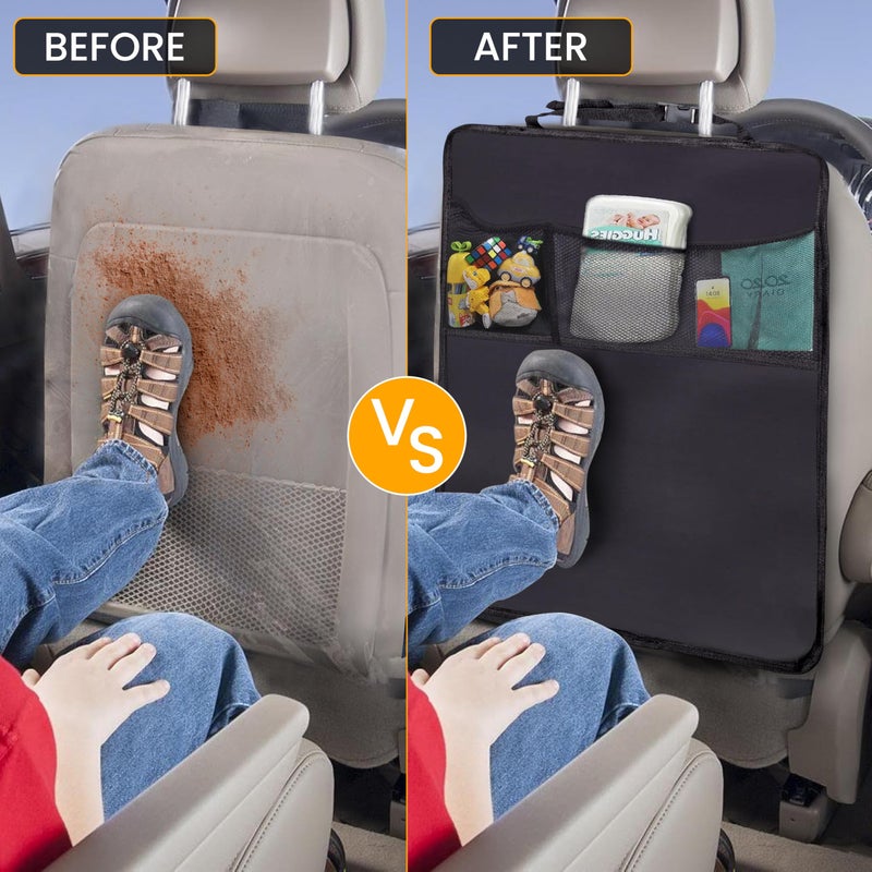 EcoNour 2 Pack Back Seat Protector for Kids Feet | Premium Waterproof Kick Mats with 2 Pocket Organizer | Backseat Cover for Vehicles to Protect from Dirt, Mud & Scratches | Travel Accessories - Image 5