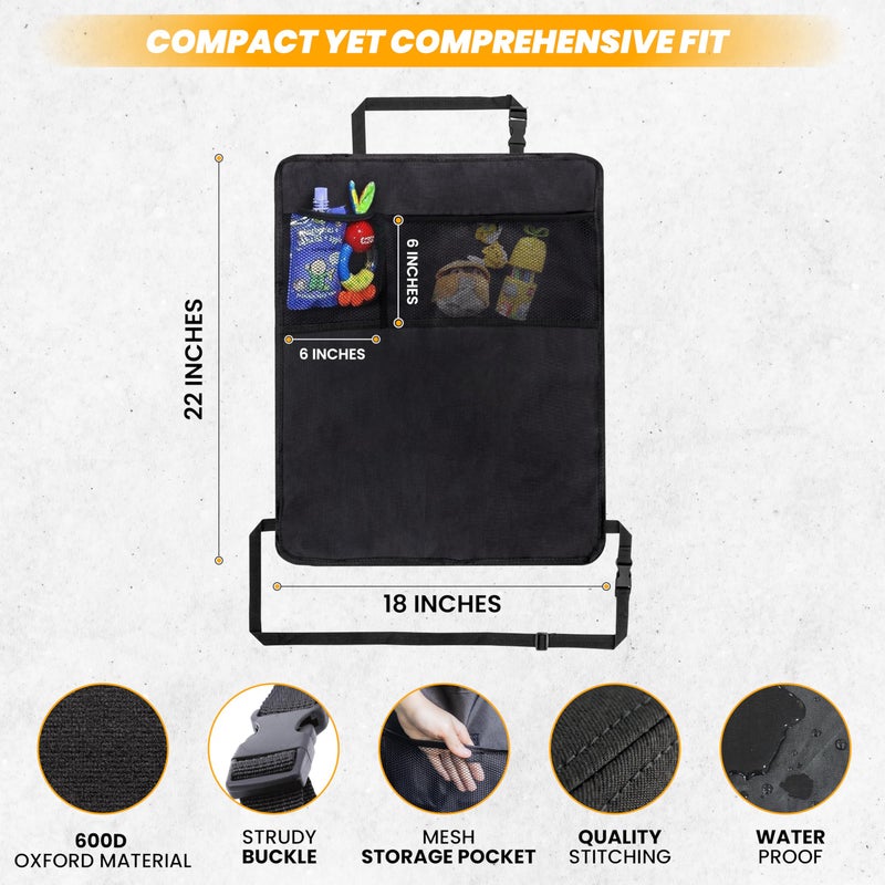 EcoNour 2 Pack Back Seat Protector for Kids Feet | Premium Waterproof Kick Mats with 2 Pocket Organizer | Backseat Cover for Vehicles to Protect from Dirt, Mud & Scratches | Travel Accessories - Image 3