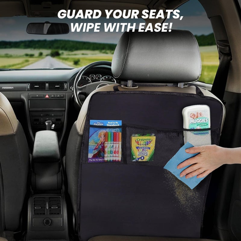 EcoNour 2 Pack Back Seat Protector for Kids Feet | Premium Waterproof Kick Mats with 2 Pocket Organizer | Backseat Cover for Vehicles to Protect from Dirt, Mud & Scratches | Travel Accessories - Image 4