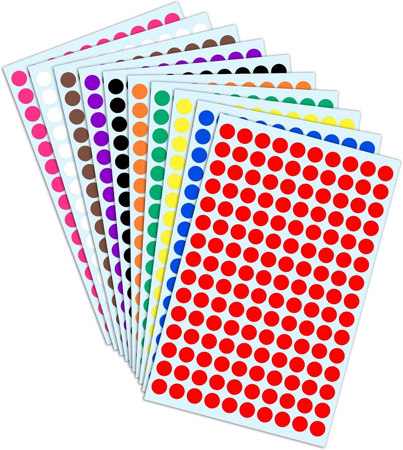 TownStix 3000 Pack, 0.375" Round Colored Dot Stickers Labels - 10 Colors - Image 1