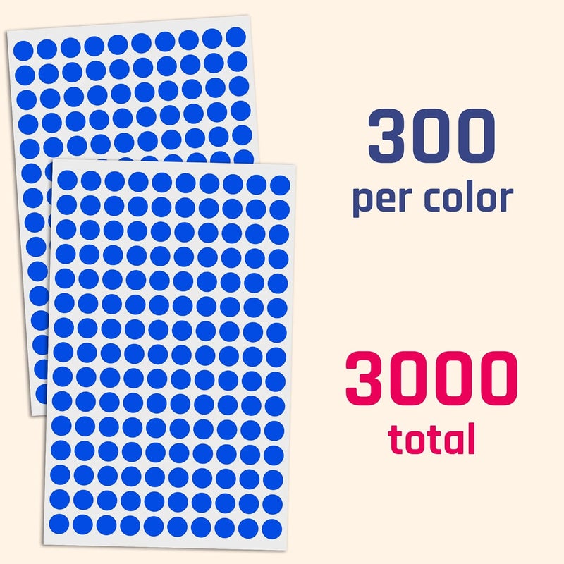 TownStix 3000 Pack, 0.375" Round Colored Dot Stickers Labels - 10 Colors - Image 5