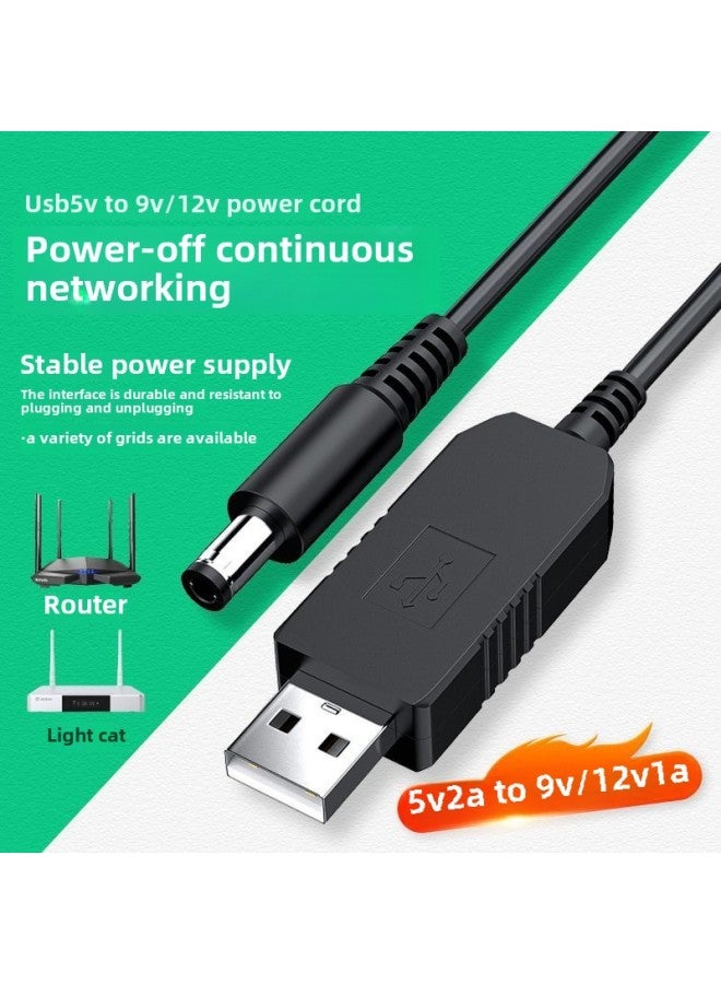 خط تعزيز USB 5V إلى 9V12V DC ذو ثقب دائري 55 مناسب لجهاز التوجيه المنزلي الصغير وشحن القطة الضوئية وسلك الطاقة - اللون: أسود خط تعزيز 5V إلى 12V - Image 2