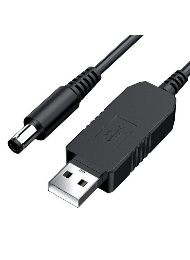 خط تعزيز USB 5V إلى 9V12V DC ذو ثقب دائري 55 مناسب لجهاز التوجيه المنزلي الصغير وشحن القطة الضوئية وسلك الطاقة - اللون: أسود خط تعزيز 5V إلى 12V - Image 1