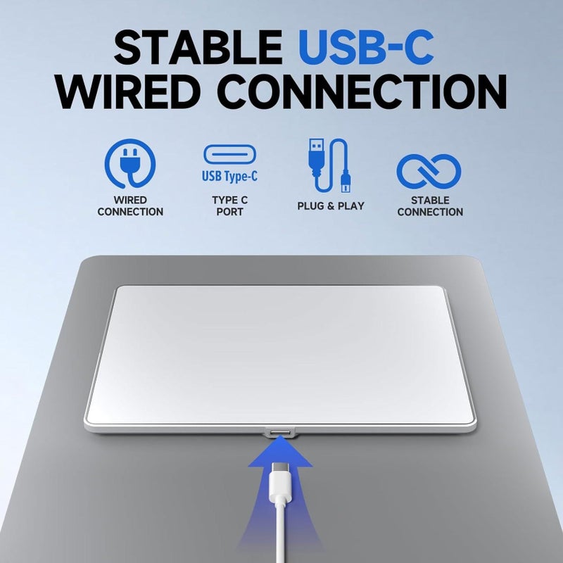 White Wired USB Trackpad Slim Aluminum Alloy Multi Touch Gesture Mouse for Laptop - Image 3