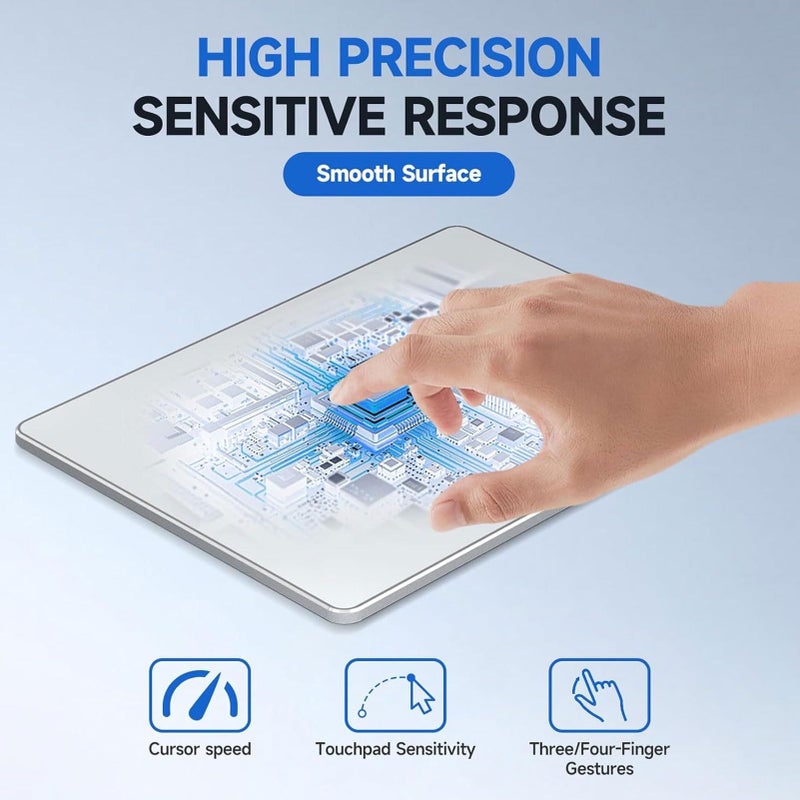 White Wired USB Trackpad Slim Aluminum Alloy Multi Touch Gesture Mouse for Laptop - Image 5