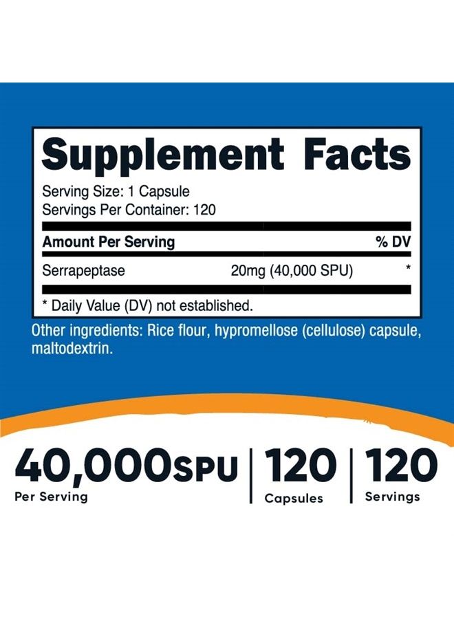 Nutricost Serrapeptase 40,000 SPU, 120 Capsules - Gluten Free, Non-GMO, and Vegetarian Friendly - Image 2