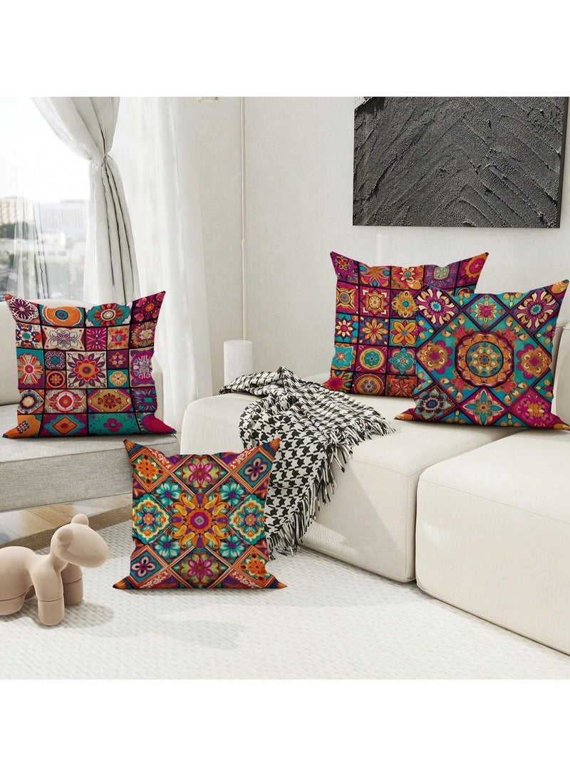 Cushion cover set of 4 pieces, bright and solid colors, size 45 cm x 45 cm, without filling  - Image 4