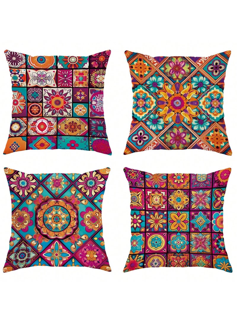 Cushion cover set of 4 pieces, bright and solid colors, size 45 cm x 45 cm, without filling  - Image 1