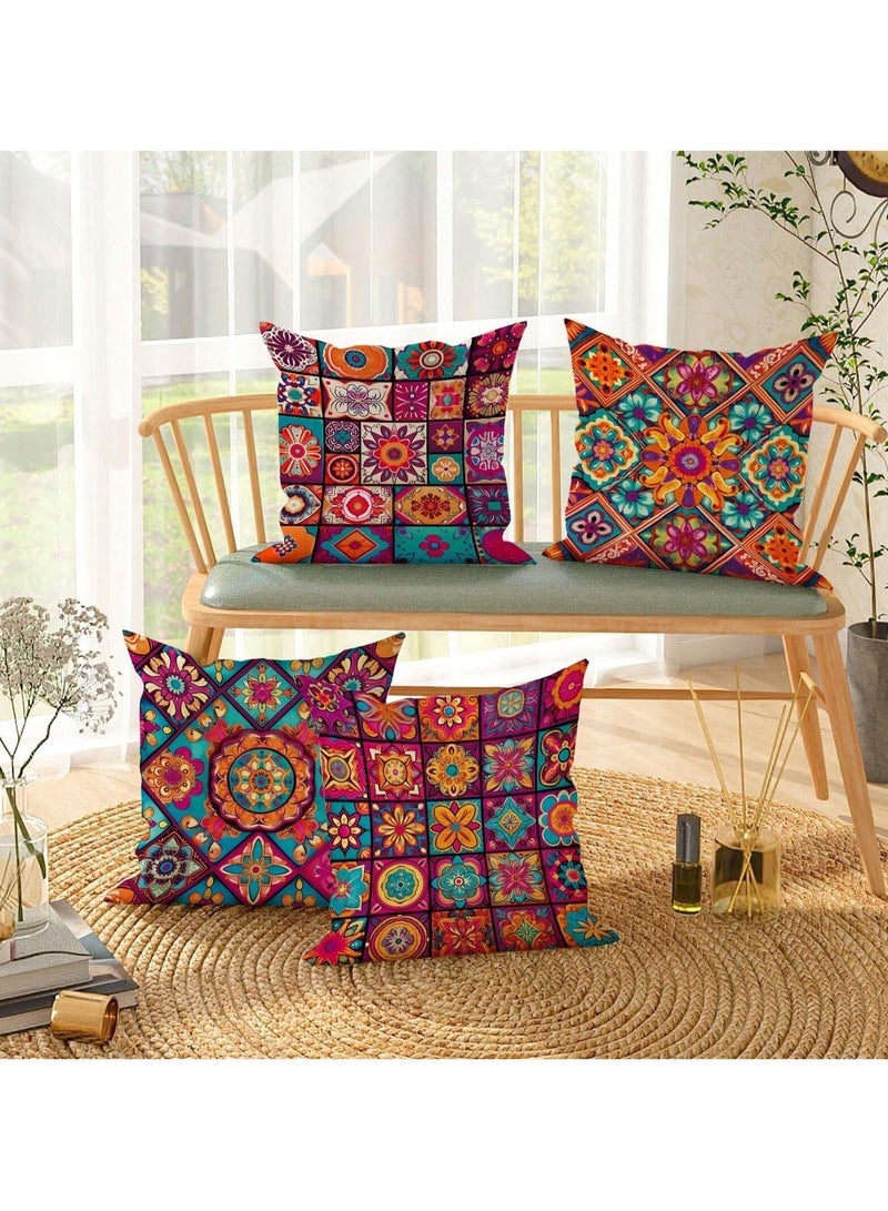 Cushion cover set of 4 pieces, bright and solid colors, size 45 cm x 45 cm, without filling  - Image 2