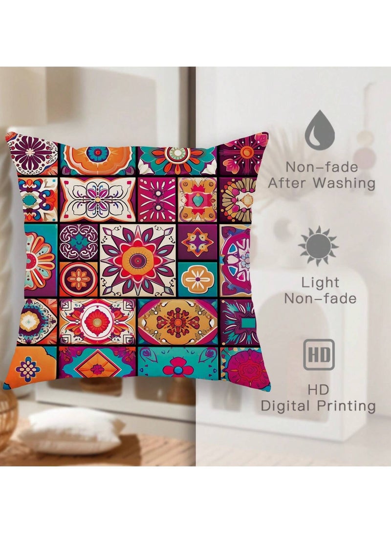 Cushion cover set of 4 pieces, bright and solid colors, size 45 cm x 45 cm, without filling  - Image 5